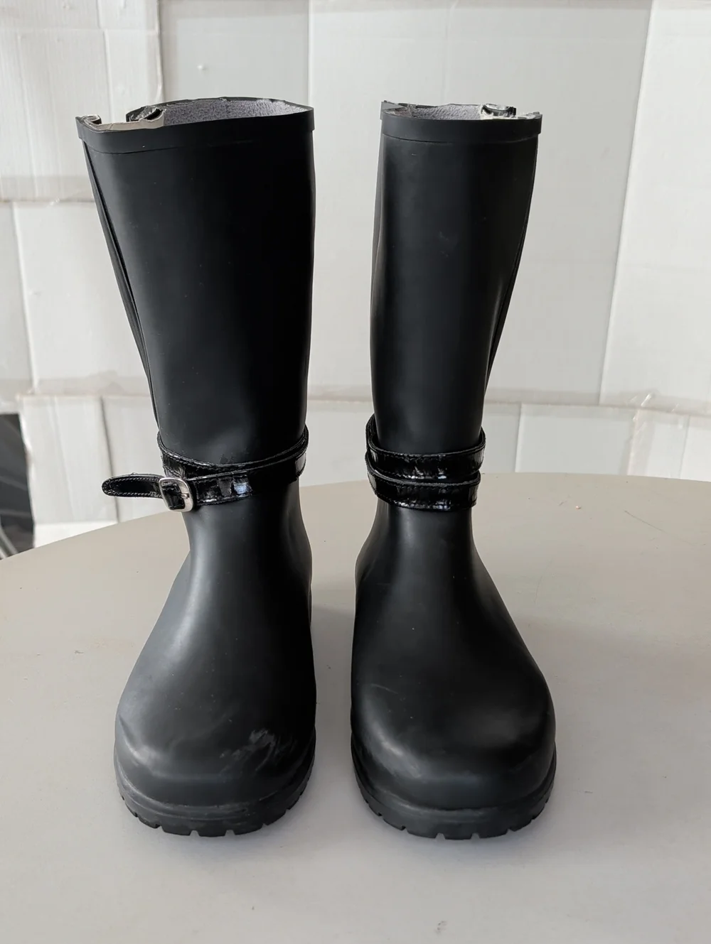 Sperry Top-Sider Black Women Rain Boots Buckle Detail SZ 8 See Waterproof Comfy